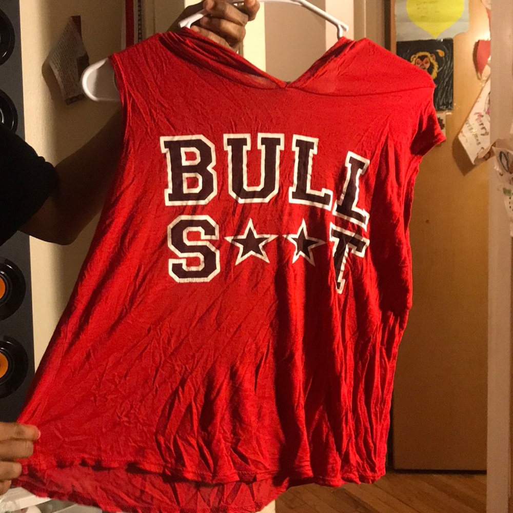 Red Graphic Tee muscle top with hoodie